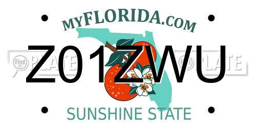 Z01ZWU Florida License Plate