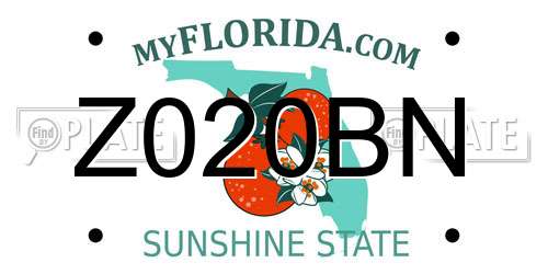 Z020BN Florida License Plate