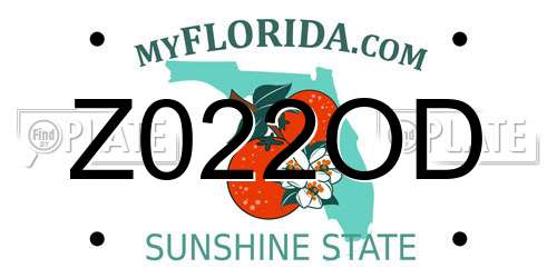 Z022OD Florida License Plate
