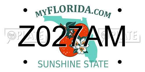 Z027AM Florida License Plate