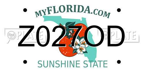 Z027OD Florida License Plate