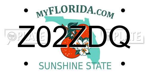 Z02ZDQ Florida License Plate