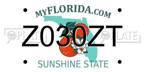 Z030ZT Florida License Plate