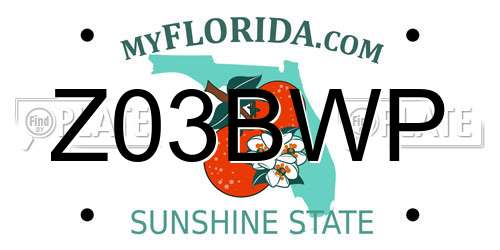 Z03BWP Florida License Plate