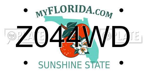 Z044WD Florida License Plate