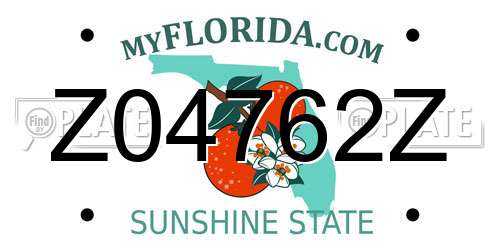 Z04762Z Florida License Plate