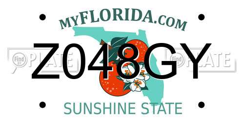 Z048GY Florida License Plate