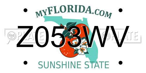 Z053WV Florida License Plate