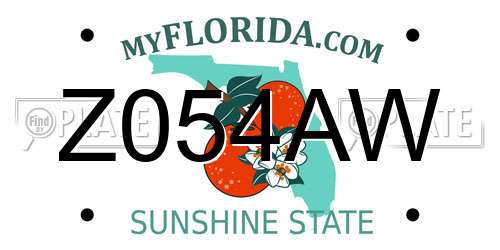 Z054AW Florida License Plate