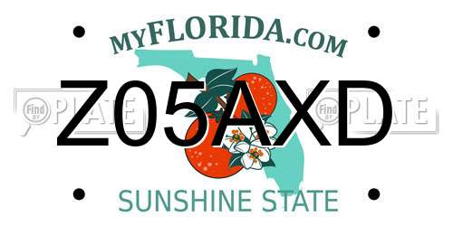 Z05AXD Florida License Plate