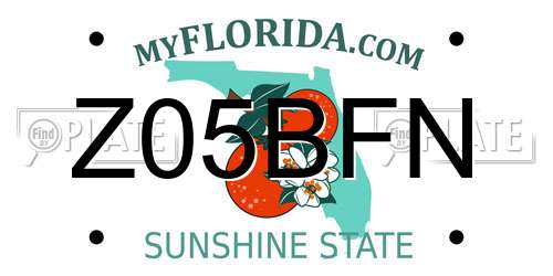 Z05BFN Florida License Plate