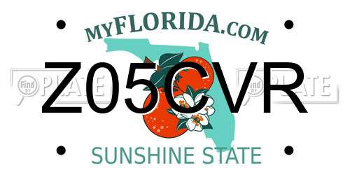 Z05CVR Florida License Plate
