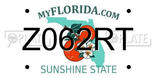 Z062RT Florida License Plate