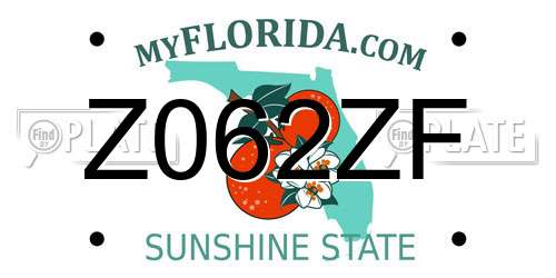 Z062ZF Florida License Plate