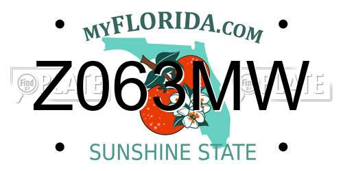 Z063MW Florida License Plate
