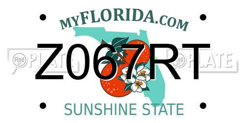 Z067RT Florida License Plate