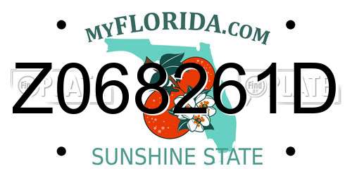 Z068261D Florida License Plate