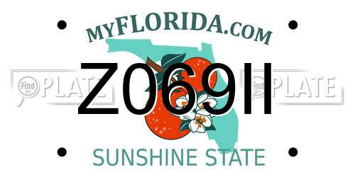 Z069II Florida License Plate