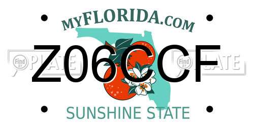 Z06CCF Florida License Plate