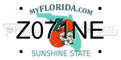 Z071NE Florida License Plate