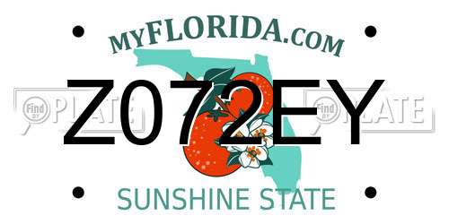 Z072EY Florida License Plate