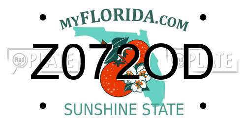 Z072OD Florida License Plate