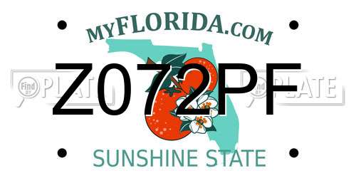 Z072PF Florida License Plate