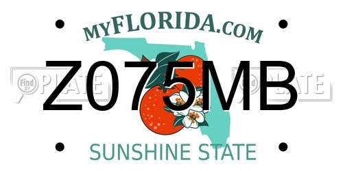 Z075MB Florida License Plate