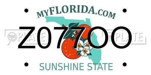 Z077OO Florida License Plate