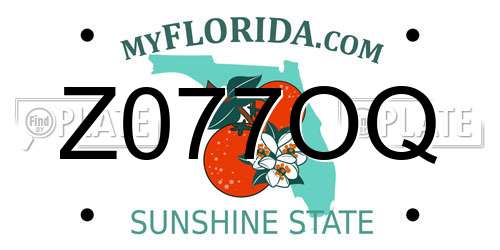 Z077OQ Florida License Plate