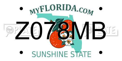 Z078MB Florida License Plate