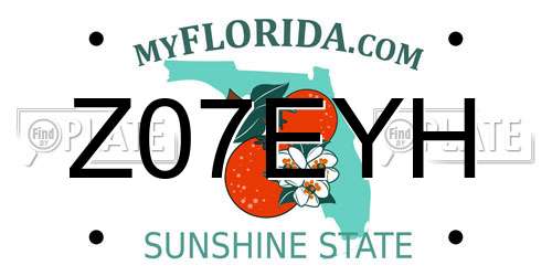 Z07EYH Florida License Plate