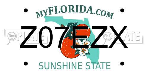 Z07EZX Florida License Plate