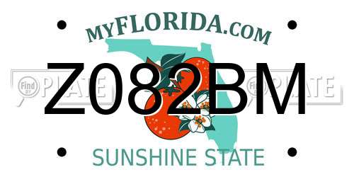 Z082BM Florida License Plate