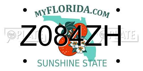Z084ZH Florida License Plate