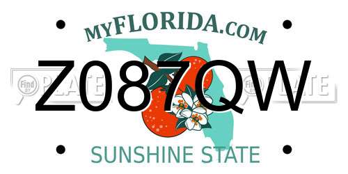 Z087QW Florida License Plate