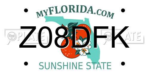 Z08DFK Florida License Plate