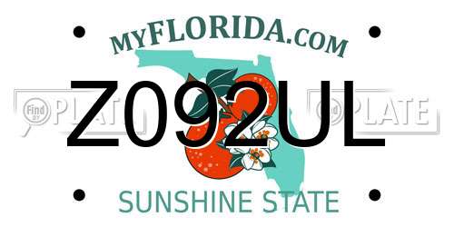 Z092UL Florida License Plate