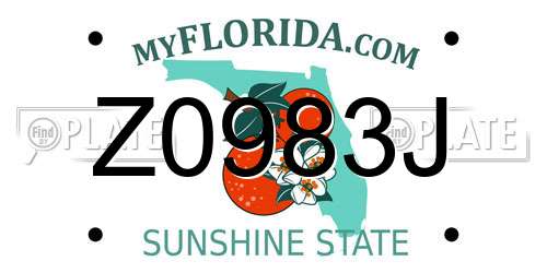 Z0983J Florida License Plate