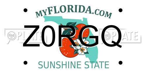 Z0RGQ Florida License Plate