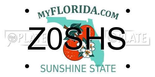 Z0SHS Florida License Plate