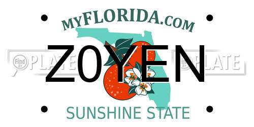 Z0YEN Florida License Plate