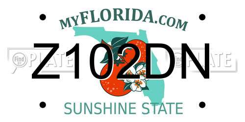 Z102DN Florida License Plate