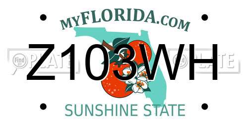 Z103WH Florida License Plate