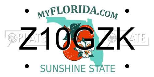 Z10GZK Florida License Plate