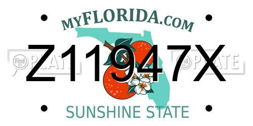 Z11947X Florida License Plate