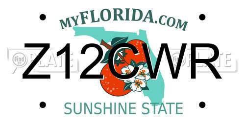 Z12CWR Florida License Plate