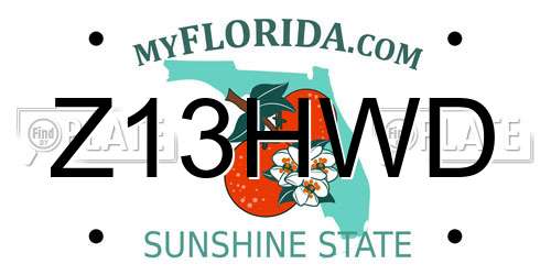 Z13HWD Florida License Plate