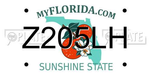 Z205LH Florida License Plate