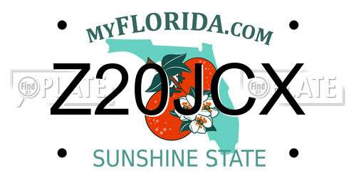 Z20JCX Florida License Plate